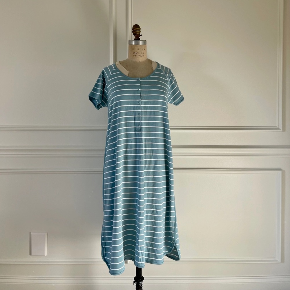 Striped Blue and White Women's Nightgown